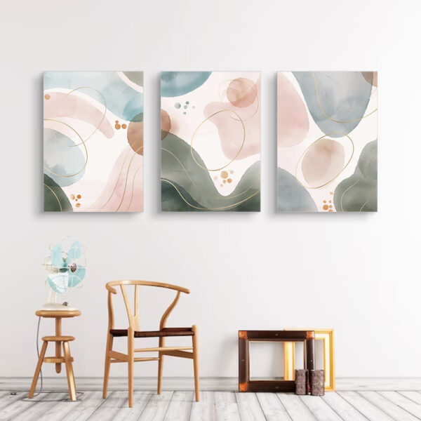 Ensemble de 3 toiles abstraites aquarelles et pastel